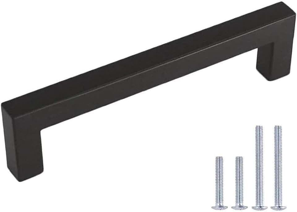 LONTAN 160mm Lochabstand Griffe für Küchenschränke, 25 Stück Schrankgriffe Schwarz, Quadratische Edelstahl Möbelgriffe, Modern Küchengriffe, Küchenschrank Griffe Möbel, Schubladengriffe
