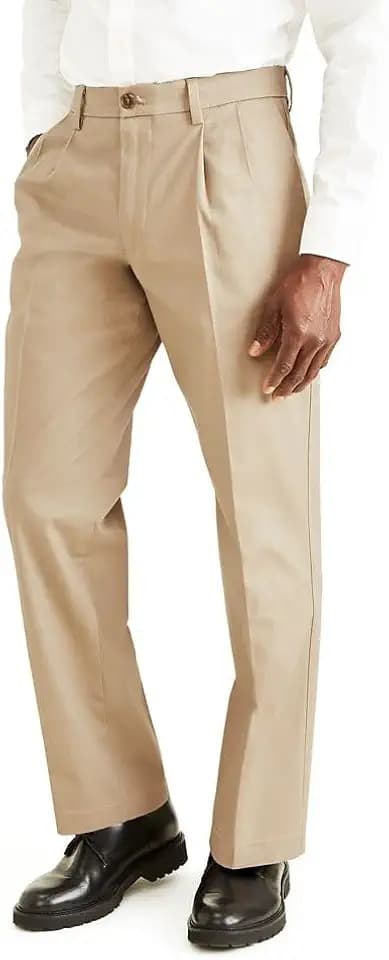 Dockers Men's Classic Fit Signature Lux Cotton Stretch Pants-Pleated (Regular and Big & Tall)