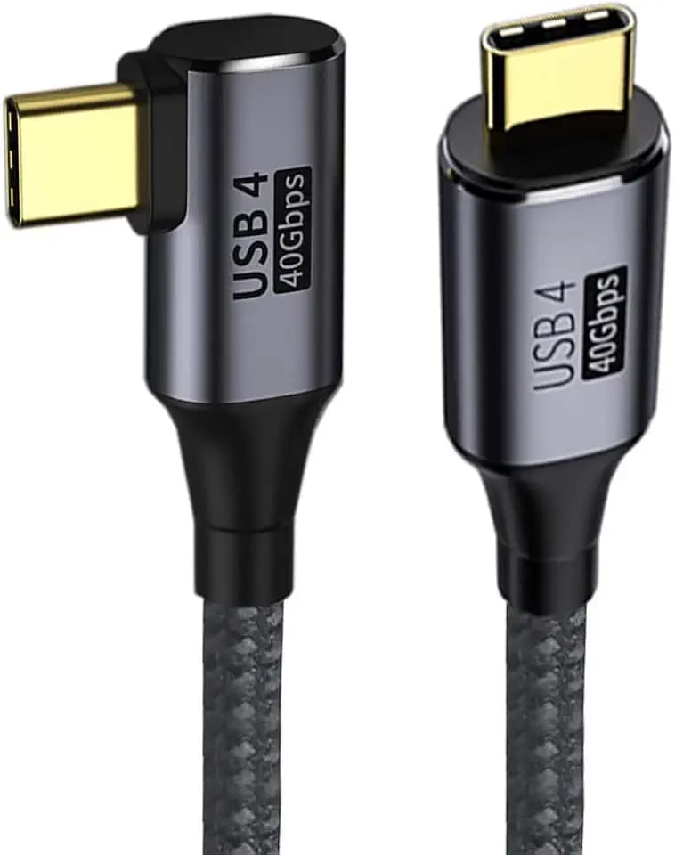 Angled USB4 Cable 40Gbps with 100W Charging and 8K@60Hz 5K@60Hz USB4.0 Compatible with Thunderbolt3/4 30cm
