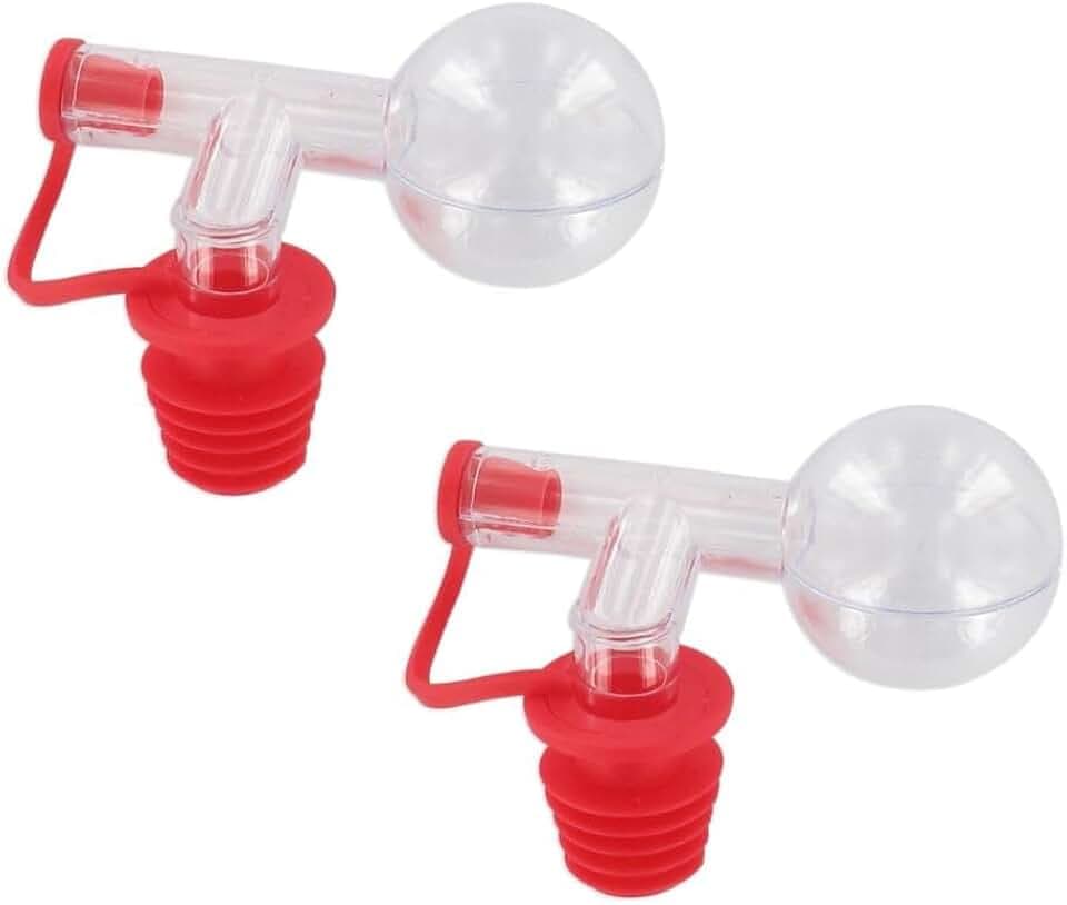 Fackelmann 9910750 2er Set Alkoholdosierer, Alkoholdosierball, Dosierbecher für Flasche, Dosierdeckel 2,5 cl, Ausgießer, Kunststoff, Rot, 9 x 7 cm