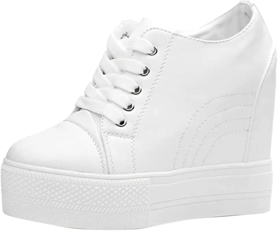 ACE SHOCK Women Wedges Sneakers with Hidden Heel Ankle High Platform Walking Shoes Fashion Bride Wedding Shoes