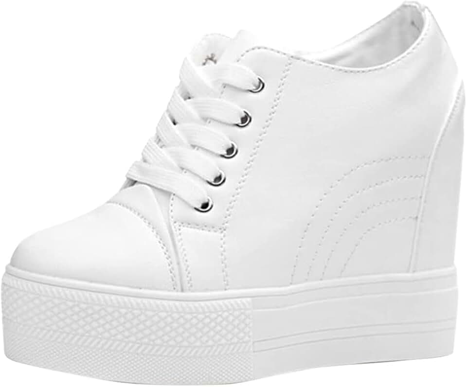 ACE SHOCK Women Wedges Sneakers with Hidden Heel Ankle High Platform Walking Shoes Fashion Bride Wedding Shoes