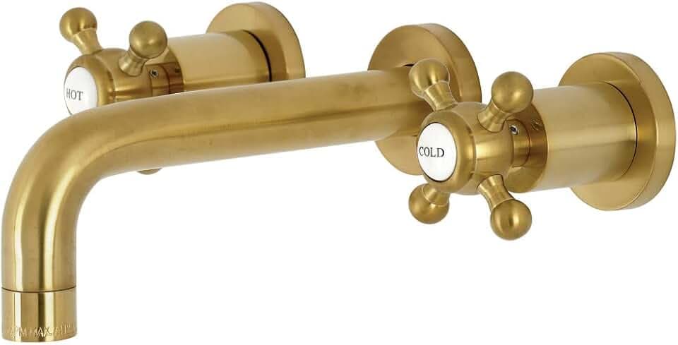 Kingston KS8127BX Wall Mount Bathroom Faucet, Brushed Brass