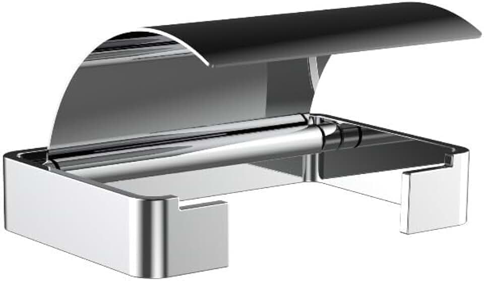 EMCO LOFT Papierhalter, eleganter Toilettenpapierhalter zur Wandmontage aus Aluminium, hochwertige Toilettenpapierspender Chrom Mit Deckel