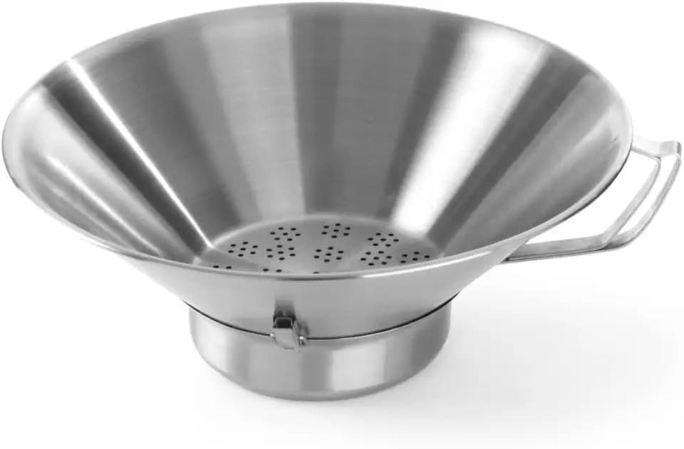 HENDI Frittierseiher, mit stabilem Edelstahlgrif und abnehmbarem Restebehälter, Pommes, ø410x(H)170mm, Edelstahl