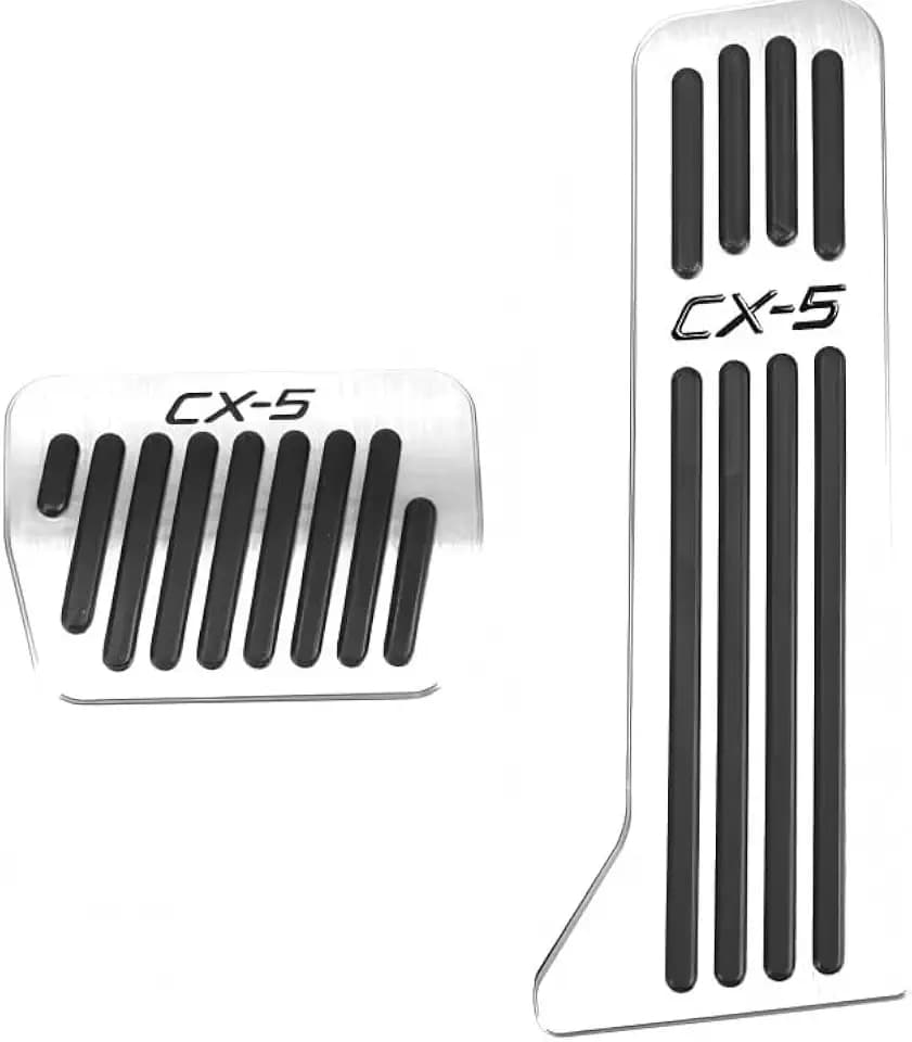 Anti Slip Aluminum Alloy Car Interior Foot Pedal Pads Accelerator Gas Brake Pedal Cover Kit for Mazda 2 3 6 CX-3 CX-5 CX-9 (Silver)