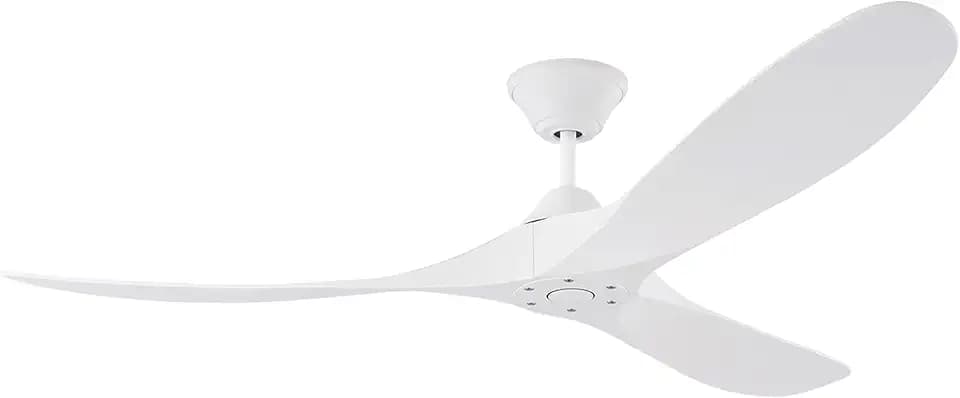 Generation Lighting 3MGMR60RZW-V2 Maverick Coastal Ceiling Fan with Remote Control, Wet Rated Indoor Outdoor Fan, Marine Grade Steel, Reversible DC Motor, 3 Blade High CFM (Matte White, 60-Inch)