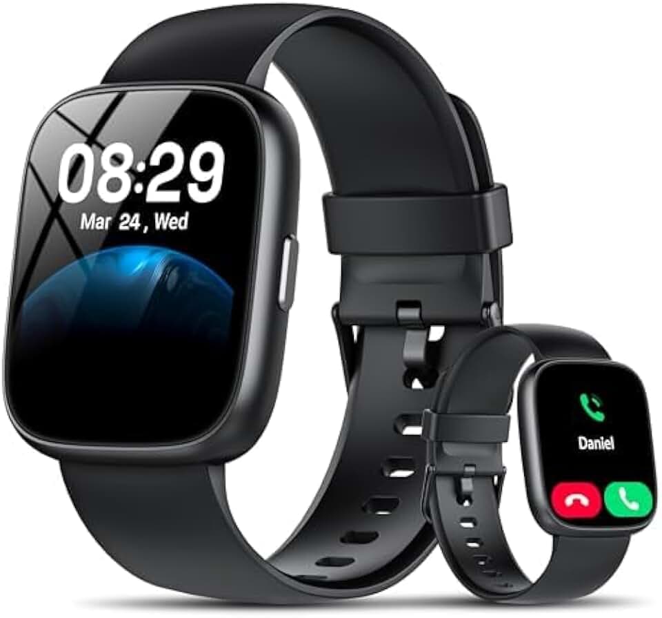 Smartwatch Damen Herren, 1.83" HD Fitness Tracker mit Alexa/Telefonfunktion | 120+ Sportmodi Fitnessuhr mit Herzfrequenz/Schlafmonitor/Schrittzähler/Stress, IP68 Wasserdicht Sportuhr für Android iOS