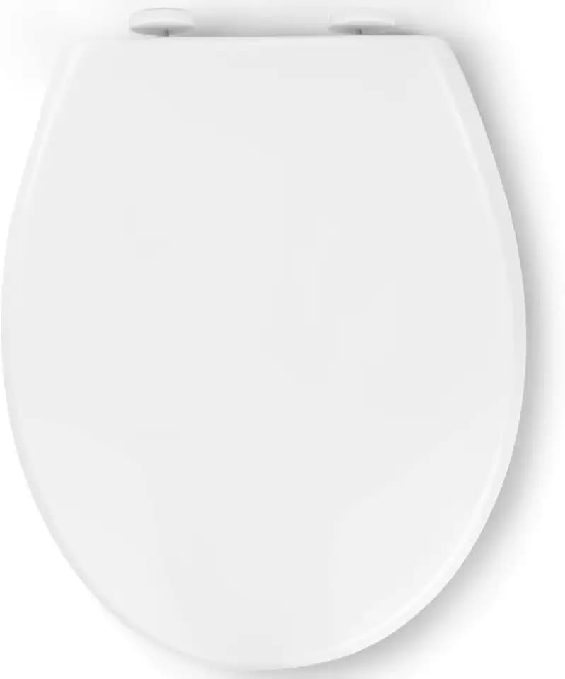 Pipishell Toilettendeckel, WC Sitz mit Absenkautomatik, Quick-Release Funktion für einfach Reinigung, O Form Weiß Toilettensitz mit Verstellbaren Scharnieren, Kunststoffversion