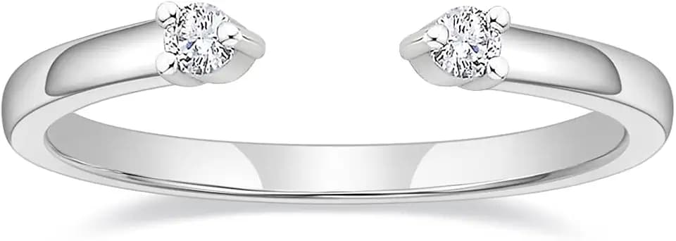 Mameloly Wedding Bands for Women 14K Gold Plated Dainty CZ Open Ring