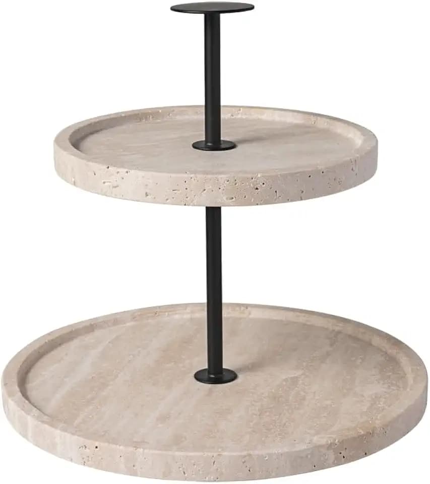 Villeroy & Boch - Manufacture Travertine Etagere Beige, Handarbeit, Elegantes Design aus Naturstein in Sandton, Anrichten von Buffet, Tischdeko Stein, Dekoration, Travertin
