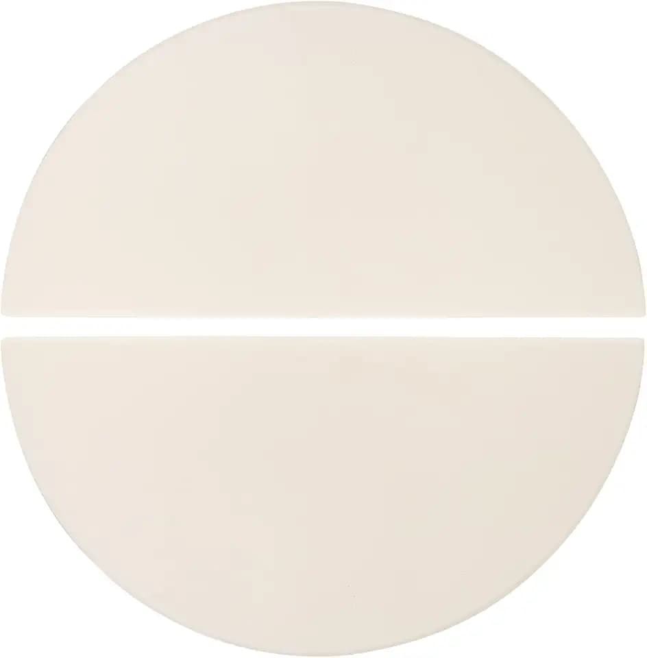 Half-Moon Ceramic Heat Deflector Plates BBQ Accessories 2-Pack, White
