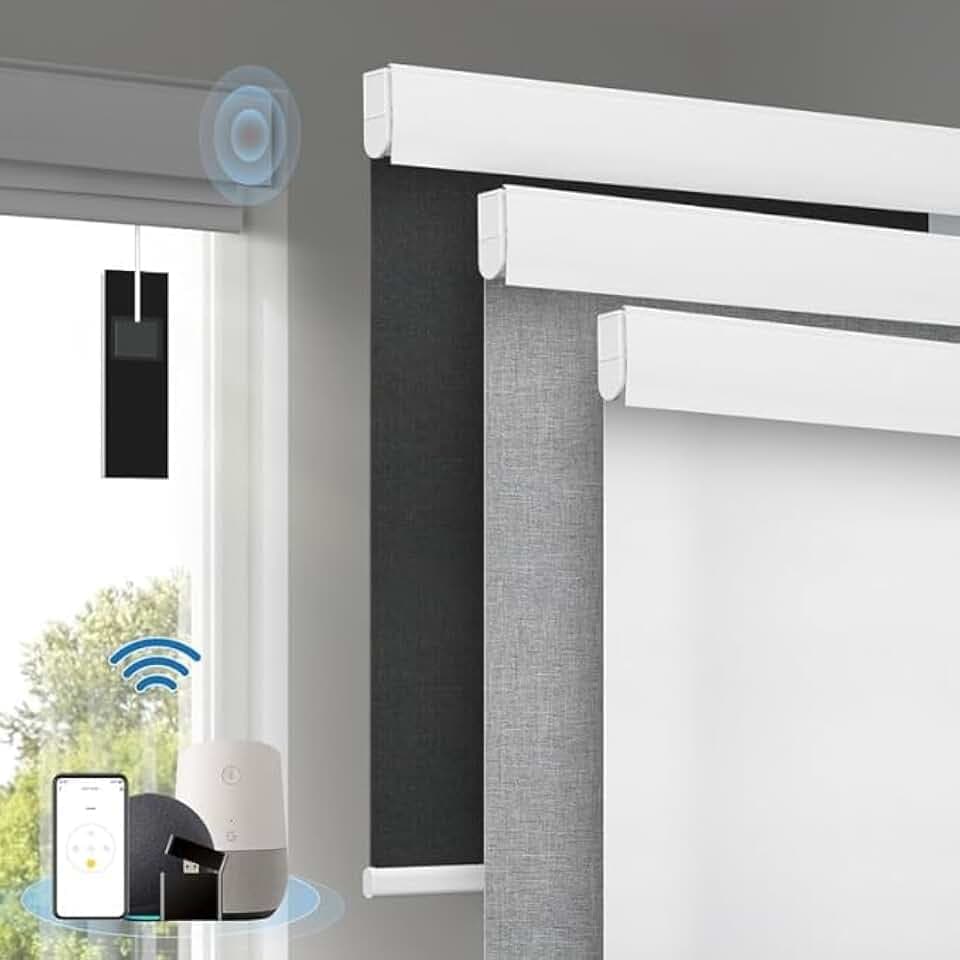 Motorized Blinds with Remote Roller Shades White, 30½ x 72