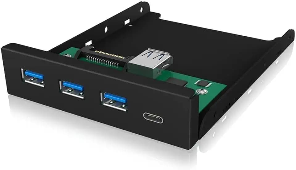 ICY BOX 60432 USB 3 Frontpanel, 1x USB-C, 3x USB-A, 3,5 Zoll intern, Metall, schwarz
