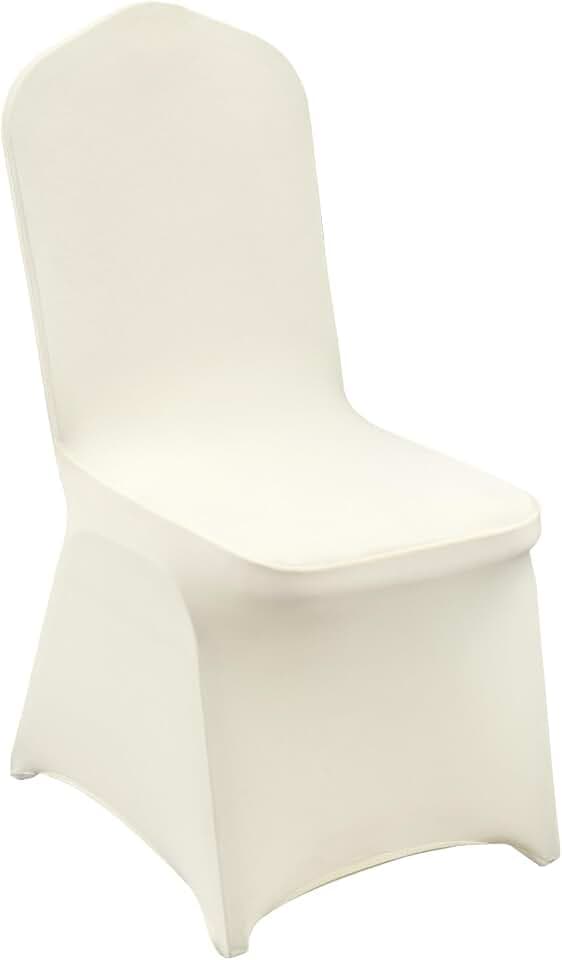 VEVOR Stuhlhussen für Klappstühle aus Elastischem Spandex, Universell Passender Stuhlbezug, Abnehmbare &Waschbare Schonbezüge, für Hochzeiten, Partys, Feiern, Essen (50 Stück, Beige)