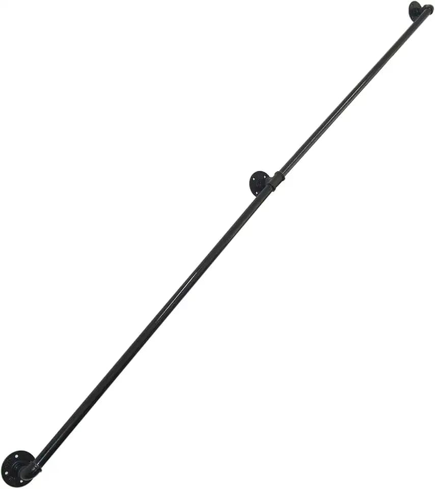 DIYHD 8FT Black Industrial Pipe Handrail Wall Mount for Indoor Stairs