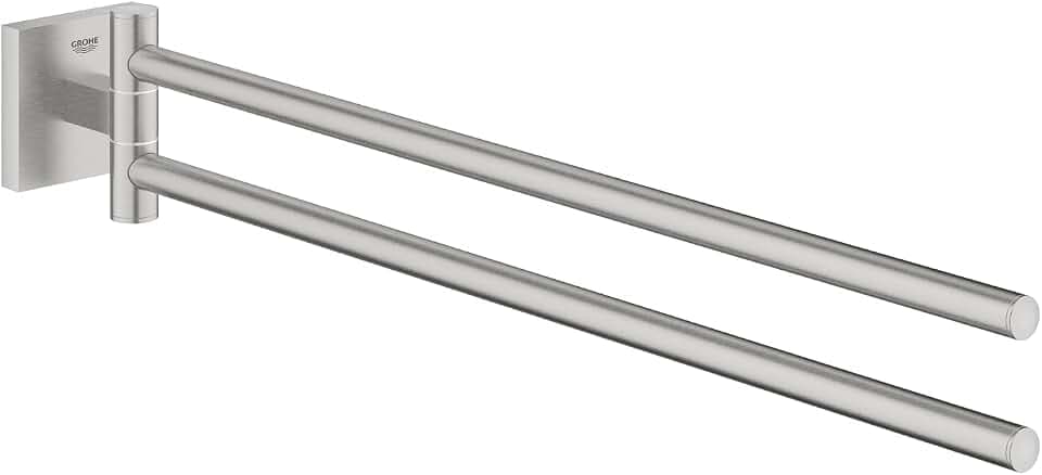 GROHE Start Cube - Handtuchhalter (2-armig schwenkbar, verdeckte Befestigung, verschraubbar), supersteel, 40976DC0