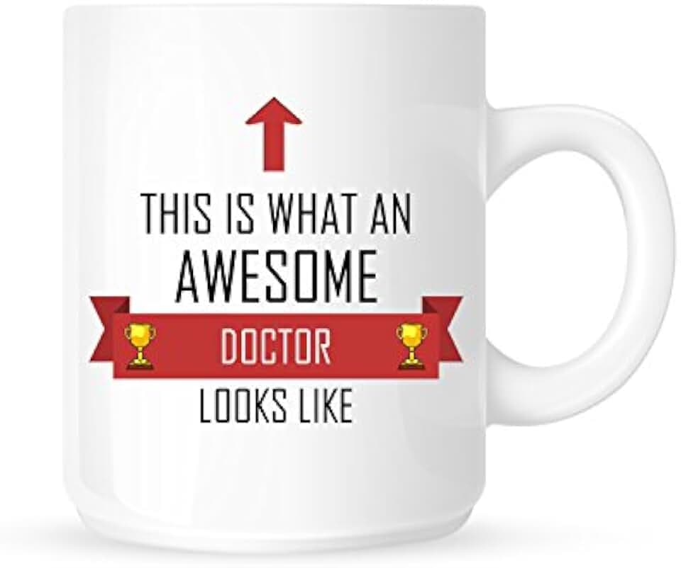Tee-/Kaffeetasse mit Aufschrift "This Is What An Awesome Doctor Looks Like", mit rotem Band, tolle Geschenkidee