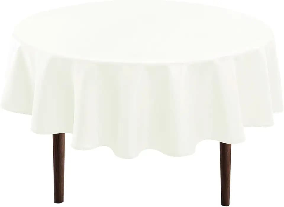 Hiasan Round Tablecloth, 60 Inch, Ivory, 1 Pack