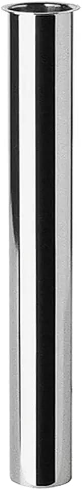 Flanged Sink Tailpiece 1-1/4" OD x 12", Brass Extension Tube for Trap, Inlet Waste Pipe Tubular Drain Connections, Chrome