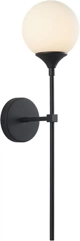 KCO Frosted White Glass Globe Wall Sconce Mid Century Modern Wall Lamp