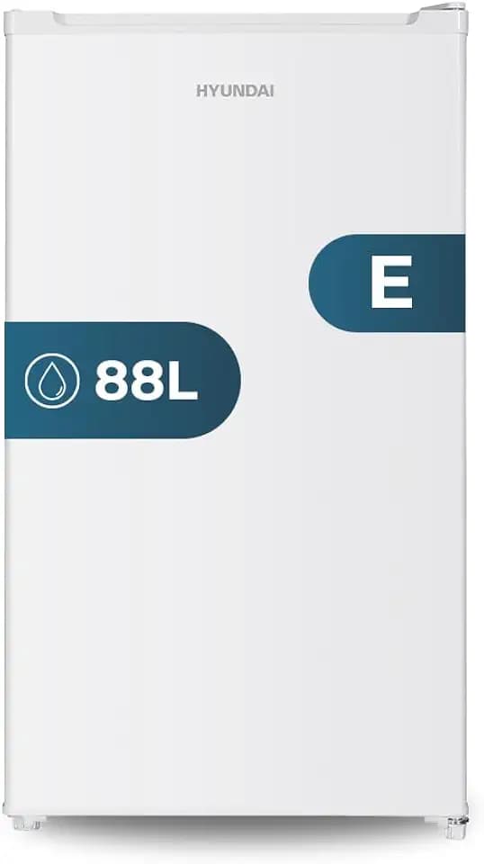 HYUNDAI HR84500E Kühlschrank, Weiß, 1 Tür, Fassungsvermögen 88 Liter, zyklisch, geräuscharm, umkehrbare Tür, Öffnung Typ Hand, Energieeffizienzklasse E