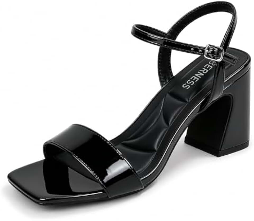 BERNESS Women's Dress Block Heel Sandals with Ankle Strap