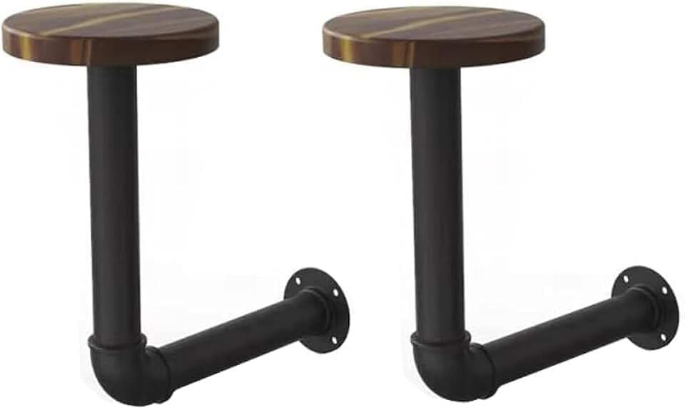 Cowboy Hat Rack -2 Pack Metal Pipe & Brown Wood Wall-Mounted Hat & Wig Holder, Helmet Holder,for Coats, Hats, Caps… (2 Black)
