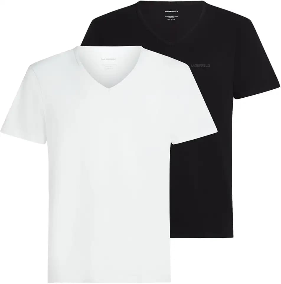 KARL LAGERFELD Herren Elongated Logo V-Neck T-Shirt (2 Pack)