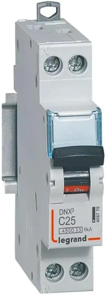 Legrand DX3 DX3, Kompaktschutzschalter 1-polig, 25A DIN-Hutschiene/Abschaltvermögen 4.5 kA 230V ac 60 V dc