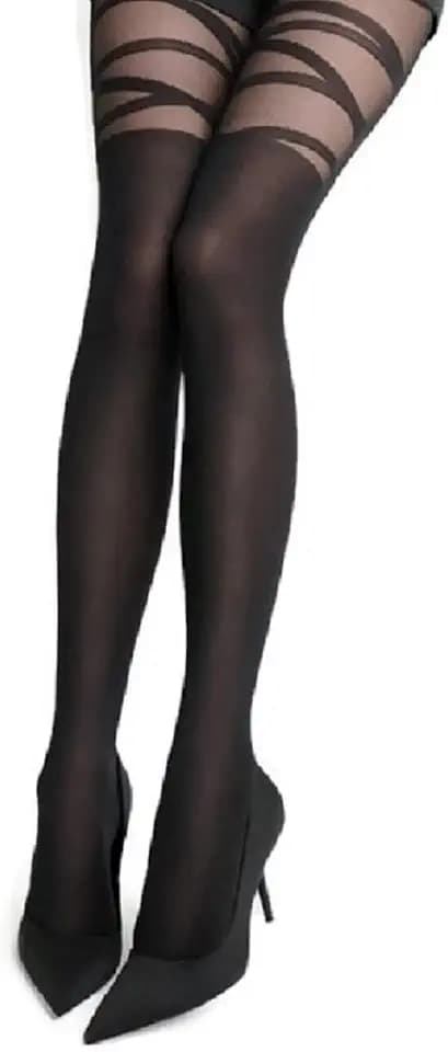 MARILYN Mock Suspender Tights Over Knee Stockings Illusion Thigh High European Design