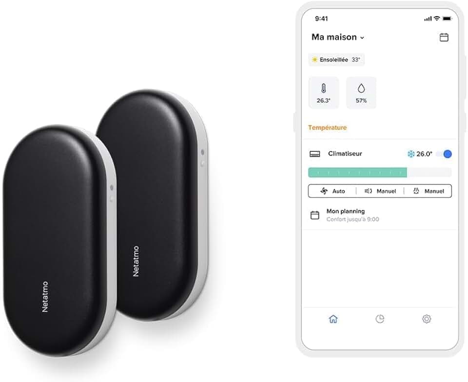 Netatmo 2er-Pack Intelligente Klimasteuerung, Vernetzte Klimaanlage für die Hitzewelle, Kompatibel mit Allen Klimaanlagen und Wärmepumpen, WI-FI, Energieeinsparung, Alexa, Google, Siri, NBU-2-NAC-EU