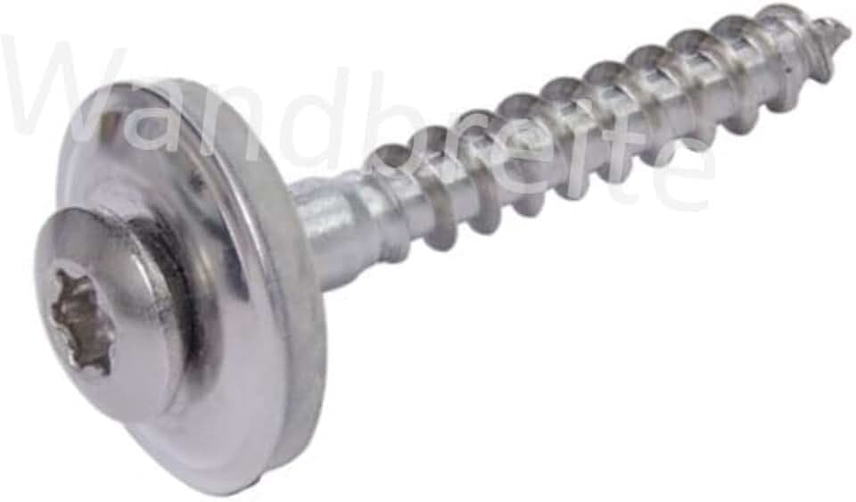 Spenglerschrauben aus Edelstahl V2A rostfrei 2-teilig mit EPDM-Dichtscheibe D15mm TX20 Antrieb Torx DIN 7995 ISO 3506 (4,5 x 20 mm, 100)