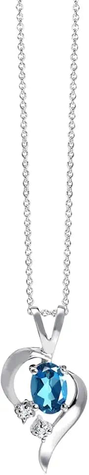 Silvershake Natural Gemstone 925 Sterling Silver Modern Heart Pendant with 18 Inches Chain Necklace