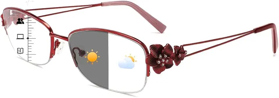 Photochromic Progressive Readers Stylish Metal Half Frame