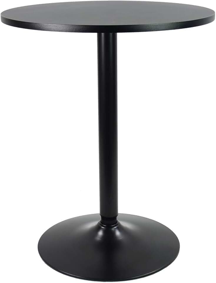KKTONER Round Bar Table 23.6-Inch Top for Cocktail Bar Pub Dining Bistro (28.7H, Black)