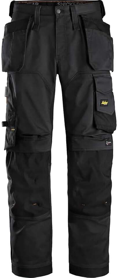 Snickers Workwear Unisex Pantalon Elastico Ajuste Holgado Bolsillos Flotantes Negro Talla AllroundWork Elastische Hose, lockere Passform, Schwarz, Größe 050, Nicht anwenden, 28