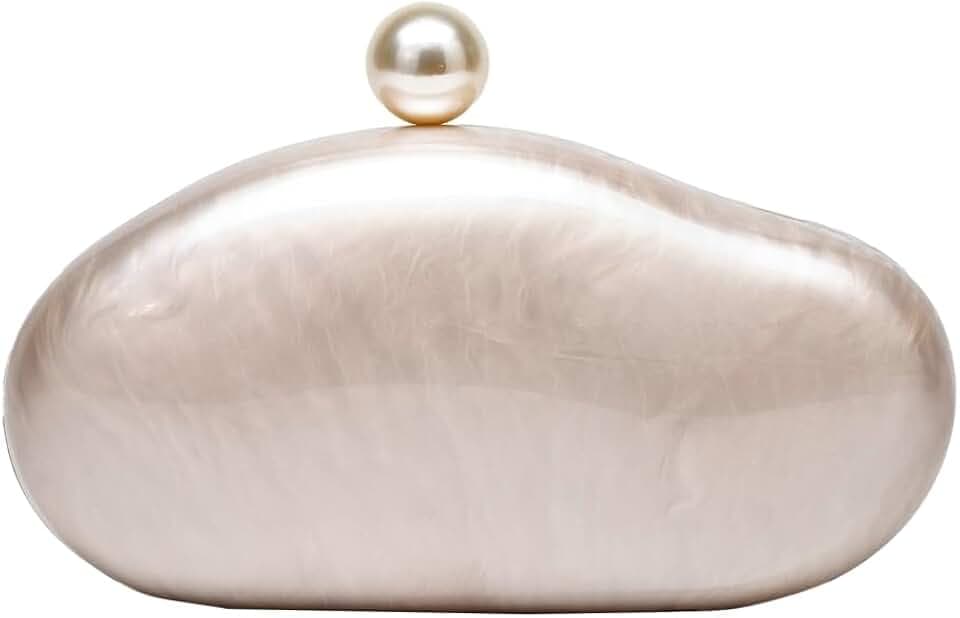 Halemet Acrylic Pearl Clutch Purses for Women Trendy Acrylic Evening Handbag Y2k Crossbody Purse Evening Clutch Wedding Party