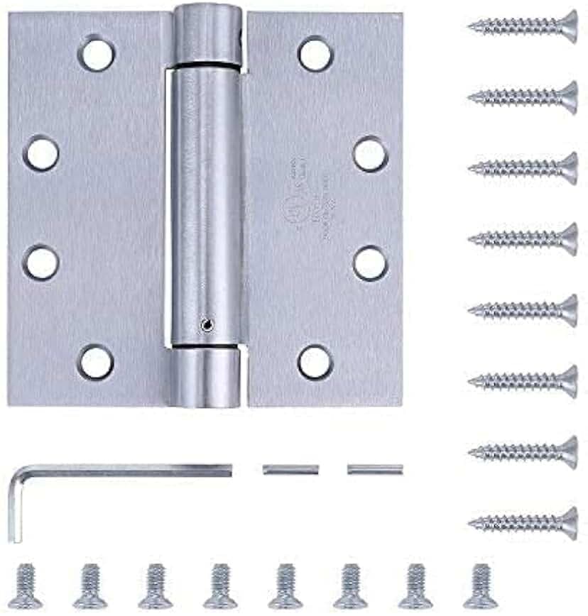 2 Pack Self Closing Spring Hinges - 4.5" x 4.5" Stainless Steel