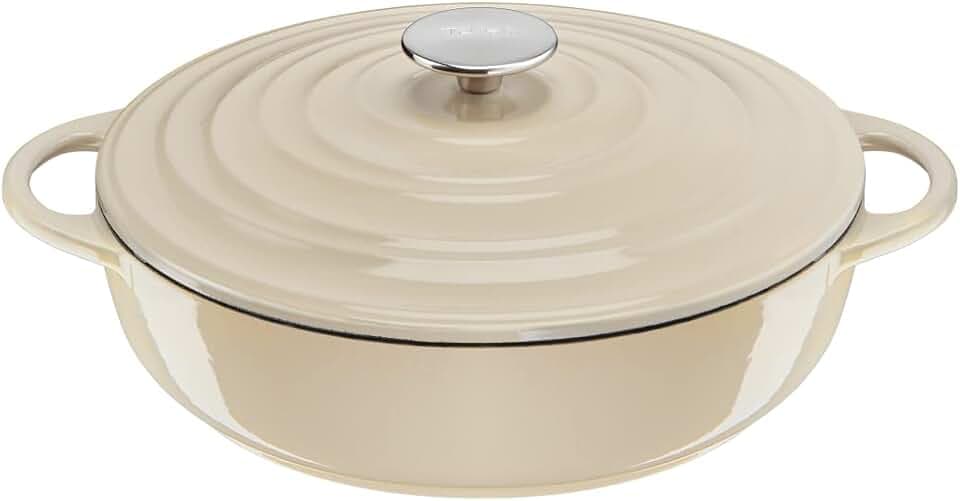 Tefal LOV Servierpfanne 28 cm, wiedergewonnenes Gusseisen, optimale Wärmespeicherung, für alle Herdarten, induktionsgeeignet, backofengeeignet bis 250°C, spülmaschinegeeignet, beige, E25972