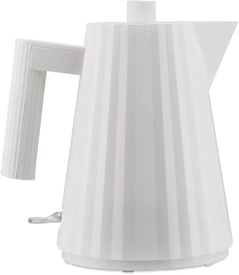 Alessi Plissé MDL06/1 W - Elektrischer Wasserkocher aus Thermoplastischem Harz, Europäischer Stecker 2400W, 100 cl, Weiß