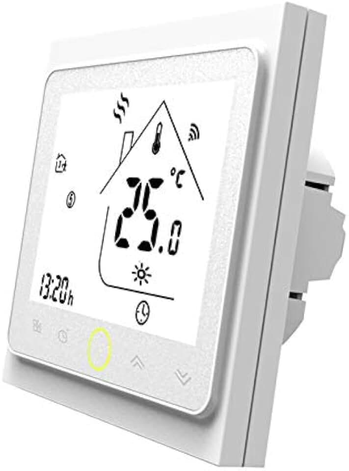 MOES Smart WLAN Raumthermostat für 5A Wasserführende Fußbodenheizungen Thermostat, WiFi Temperaturregler, 2,4GHz WiFi & Neutralleiter erforderlich,Kompatibel mit Smart Life/Tuya APP, Alexa und Google