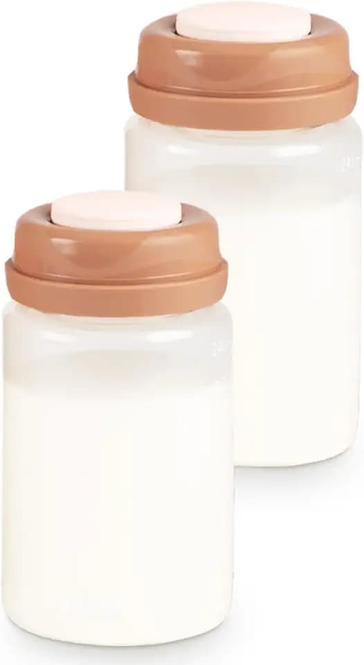 BÉABA, Set mit 2 Muttermilch-Aufbewahrungsflaschen, kompatibel mit Béaba Milk Cooler, Kühlschrank/Gefrierfach, mit Skala, 2 x 240 ml