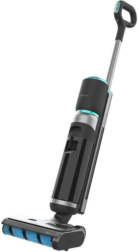 Cecotec Elektrischer Wischmopp mit Selbstreinigungsbasis FreeGo Wash&Vacuum Elite, 200 W, Schrubben und Staubsaugen, Laufzeit 35 Minuten, Saugfähige Rolle, Wassertank 700 ml und Schmutz 700 ml