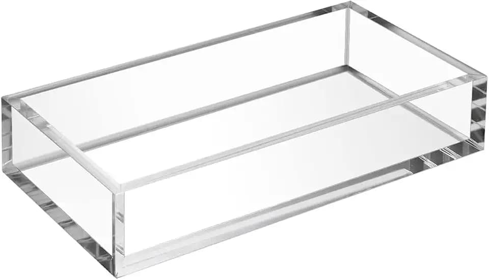 HIIMIEI Acrylic Napkin Holder Tray, 8mm Thick Bathroom Guest Towel Holder