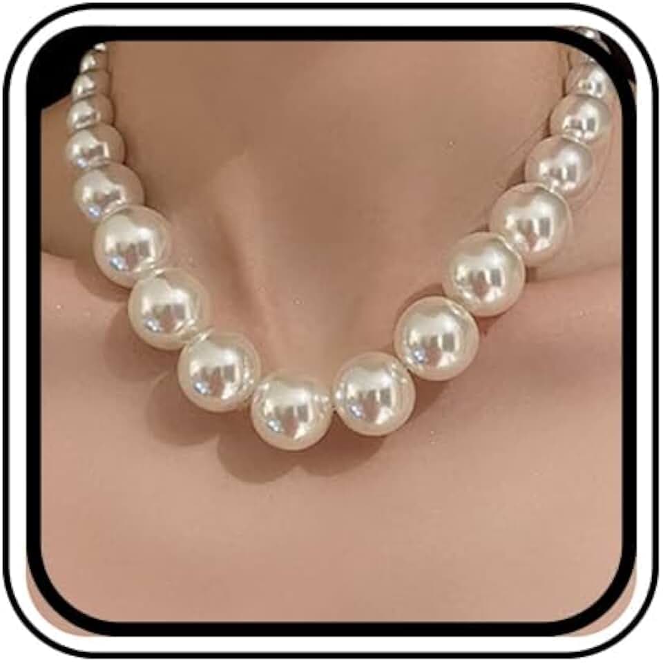 Vintage Boho Short Middle Large Pearl Shiny Choker Necklaces Dainty Pearls Simple 1920s Choker Necklace Halloween Prom Party Bar Necklace for Women