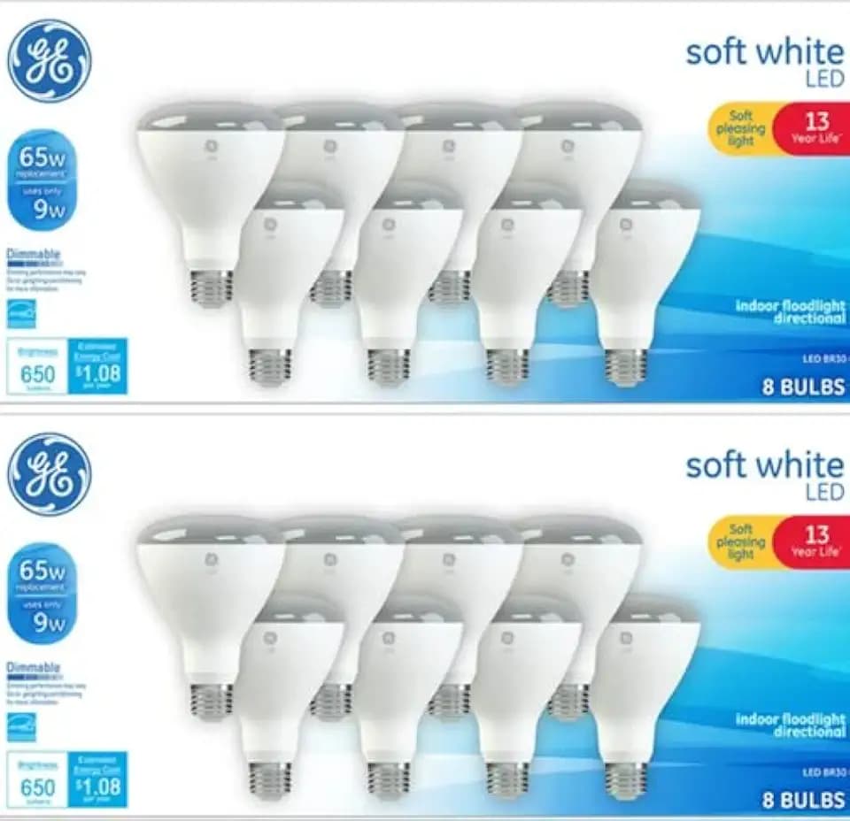 GE LED BR30 Indoor Floodlight Bulbs, Soft White, 16pk