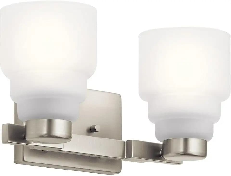 Kichler Vionnet 14.5" 2 Light Vanity Light with Satin Etched Glass in Brushed Nickel
