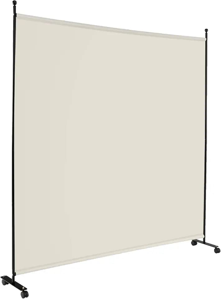 FANTASK Raumteiler auf Rollen, Paravent Klappbar 1 teilig, Trennwand aus Stoff für mehr Privatsphäre und Flexibilität, Indoor & Outdoor (Beige)