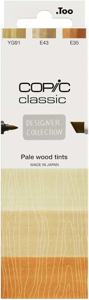 Copic Classic DESIGNER COLLECTION Set Pale wood tints, Marker Set mit 3 warmen Brauntönen, Twin Marker mit einer breiten und einer feinen Spitze